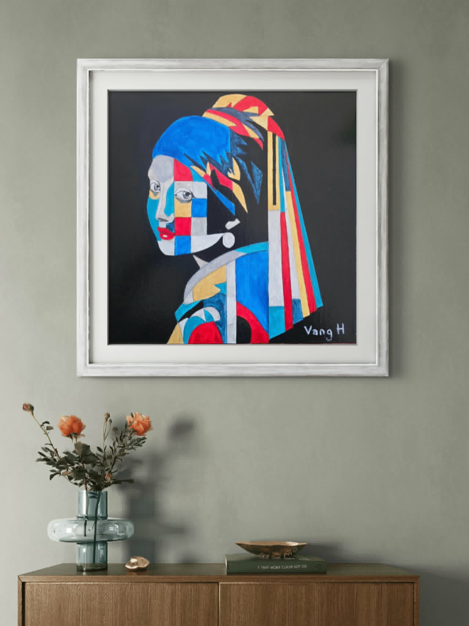 La jeune fille à la perle . L'Eclat Intemporel  30x30 cm